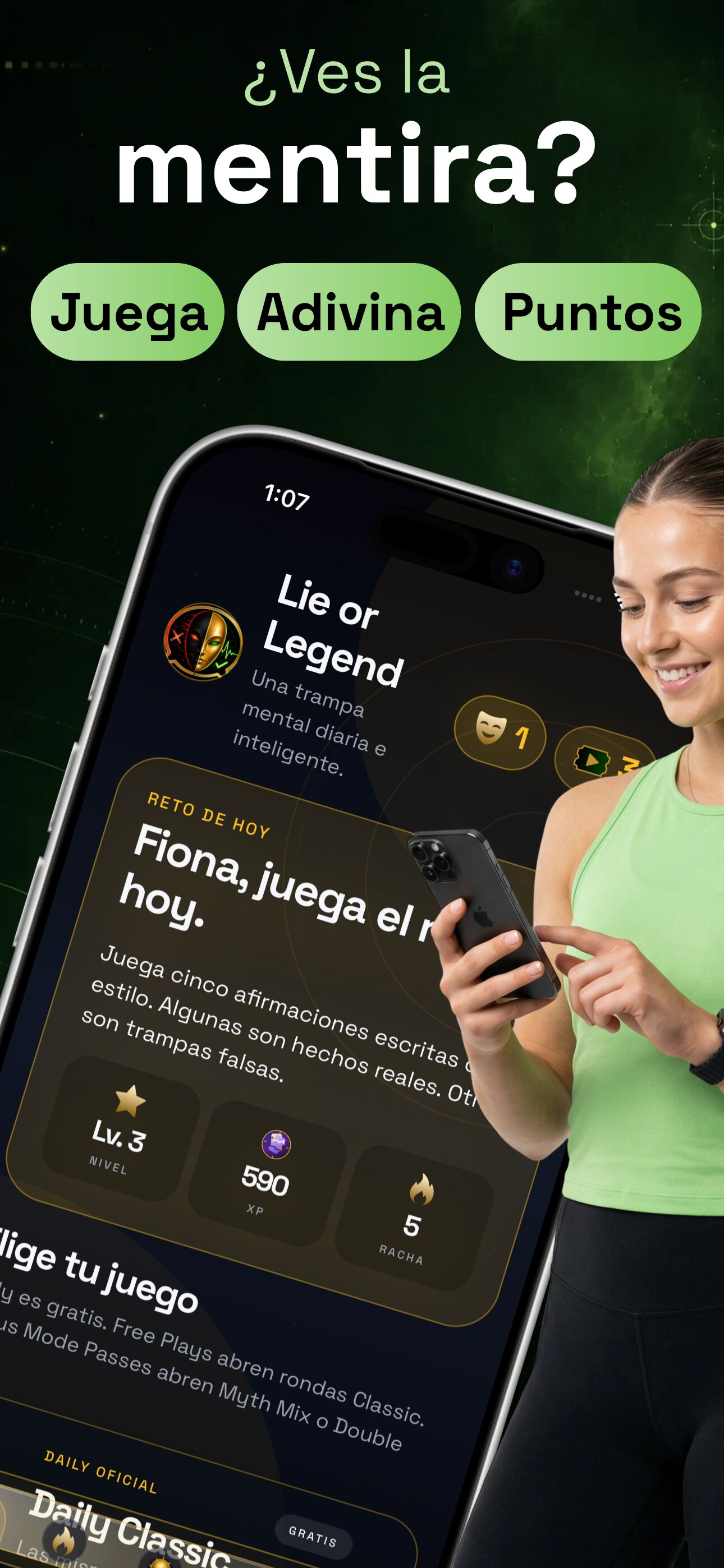 Captura de Lie or Legend juego diario de trivia para iPhone, iPad, teléfonos Android y tablets