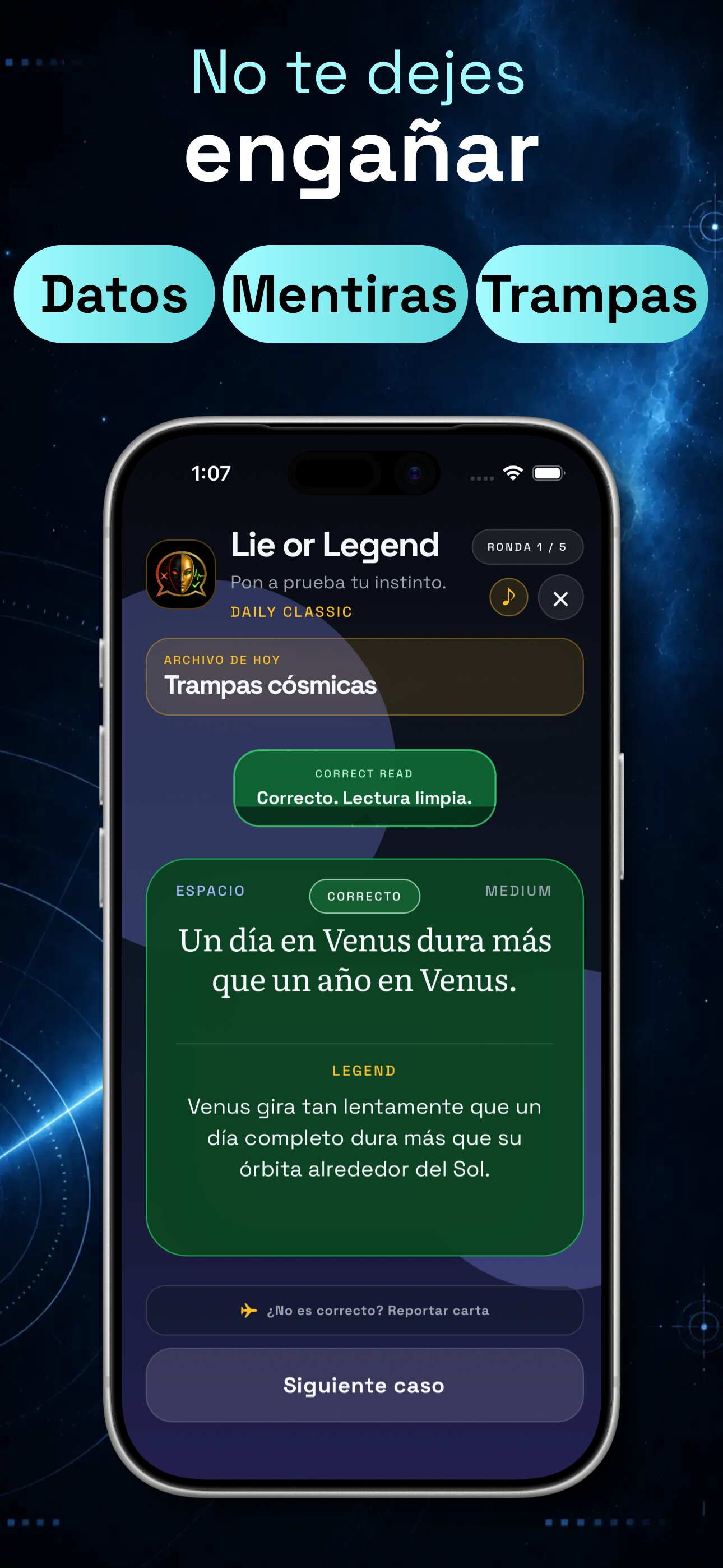 Captura de Lie or Legend juego diario de trivia para iPhone, iPad, teléfonos Android y tablets