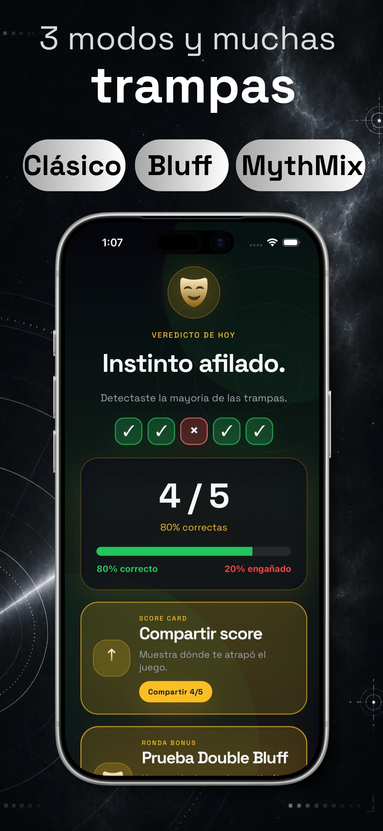 Captura de Lie or Legend juego diario de trivia para iPhone, iPad, teléfonos Android y tablets